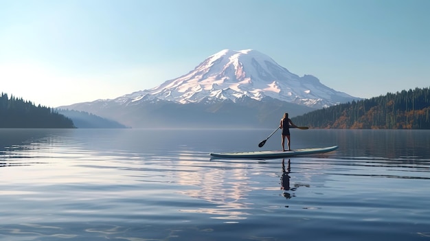 Paddleboard sur le lacGenerative Ai