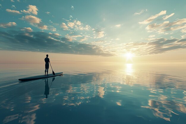 Un paddleboard tranquille sur des eaux calmes