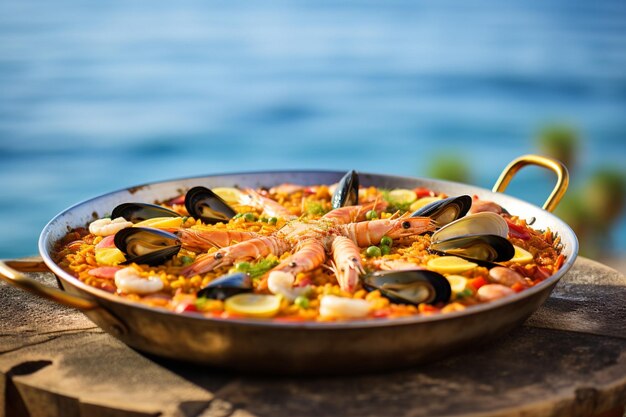 Paella authentique avec aperçu du littoral valencien