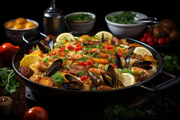 Paella avec des fruits de mer