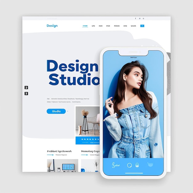 une page d'atterrissage complète sophistiquée avec le mot "Design Studio pour un portefeuille"