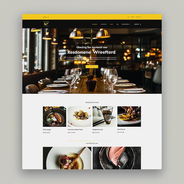 page d'atterrissage du site Web pour le restaurant