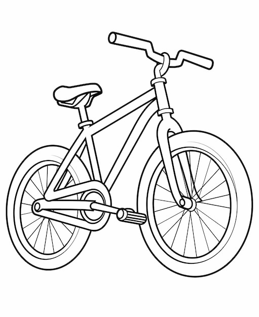 Photo page de coloration pour enfants style de dessin animé de vélo simple art de ligne noir et blanc noir et blanc