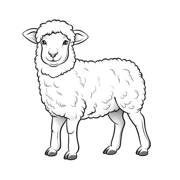 page de coloration pour les tout-petits un mouton facile à colorer clipart ligne d'art vecteur contour noir