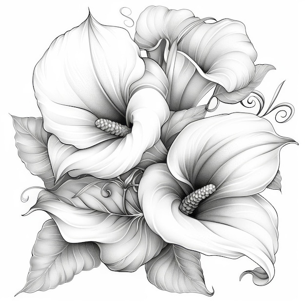 Photo une page de coloration de tatouage floral