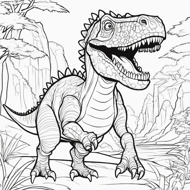 Photo page de coloriage de dinosaures imprimable pour les enfants