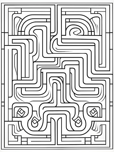 Photo page de coloriage du livre labyrinthe labyrinthe art de ligne en noir et blanc bw art linéaire arrière-plan abstrait