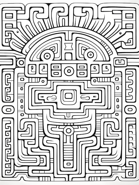 Page de coloriage du livre Labyrinthe Labyrinthe Art de ligne en noir et blanc bw art linéaire Arrière-plan abstrait