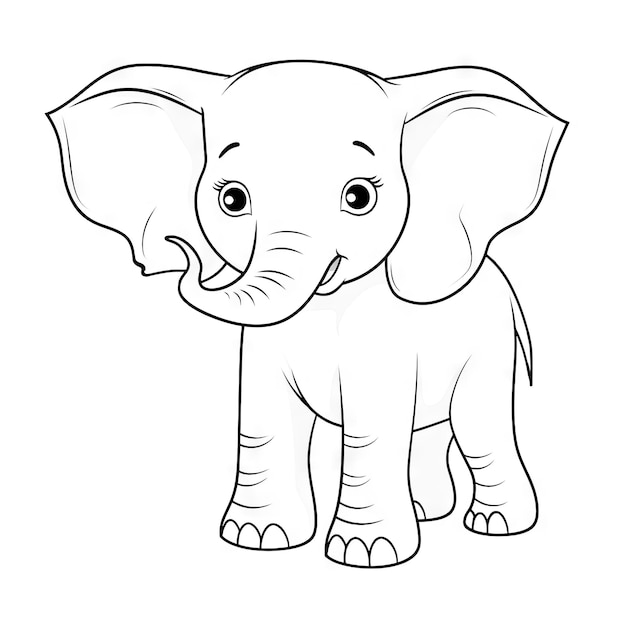 Page de coloriage d'éléphant Animal de dessin animé