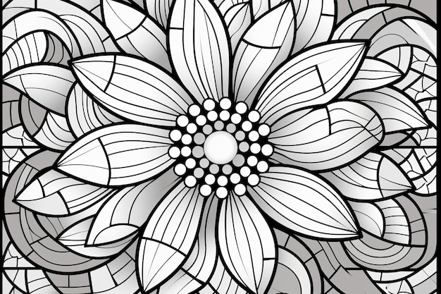 page de coloriage fleur de mosaïque