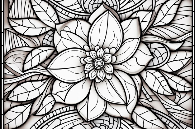 Photo page de coloriage fleur de mosaïque
