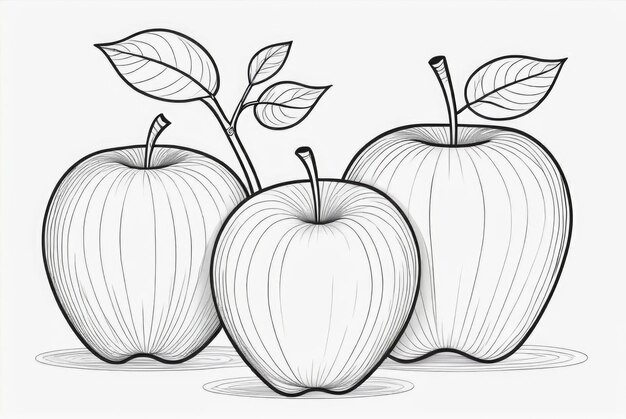 Photo page de coloriage de fruits de pomme pour enfants