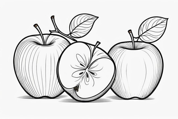 Photo page de coloriage de fruits de pomme pour enfants