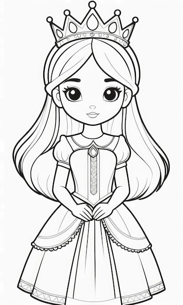 Photo page de coloriage de la mignonne princesse