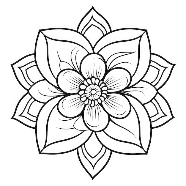 Photo page de coloriage avec motif de fleurs couronne de griffon noir et blanc mandala floral bouquet de lignes