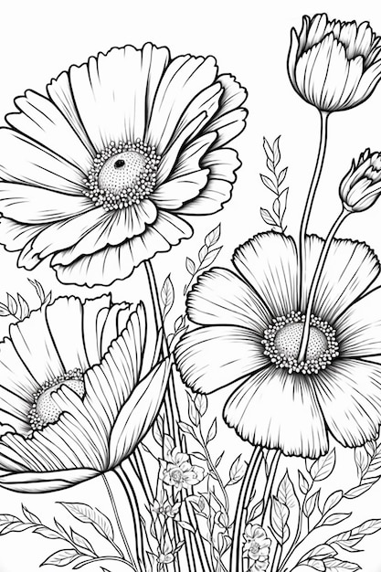 page de coloriage nature jardin vierge noir et blanc pour livre de coloriage