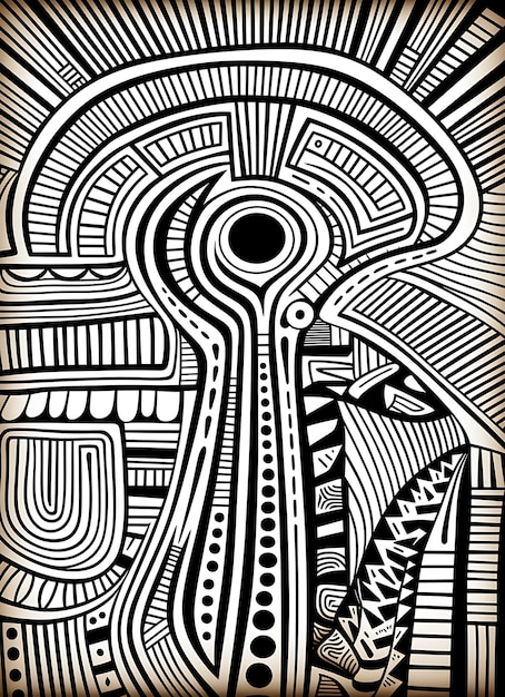 Photo page de coloriage en noir et blanc avec motif ethnique africain sans couture