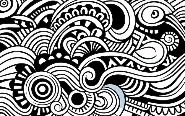 Page de coloriage en noir et blanc avec motif ethnique africain sans couture