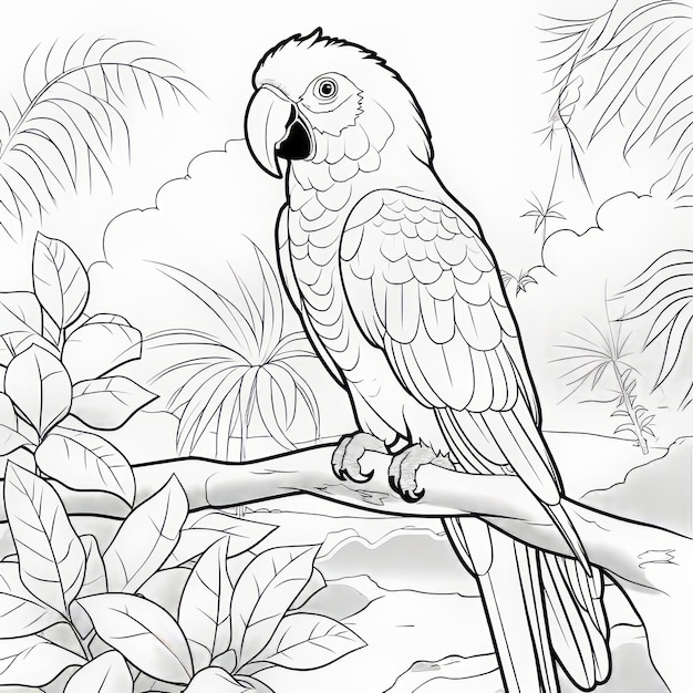 Page de coloriage perroquet réaliste pour les tout-petits