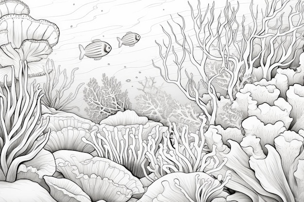 Photo page de coloriage pour adultes sous la mer