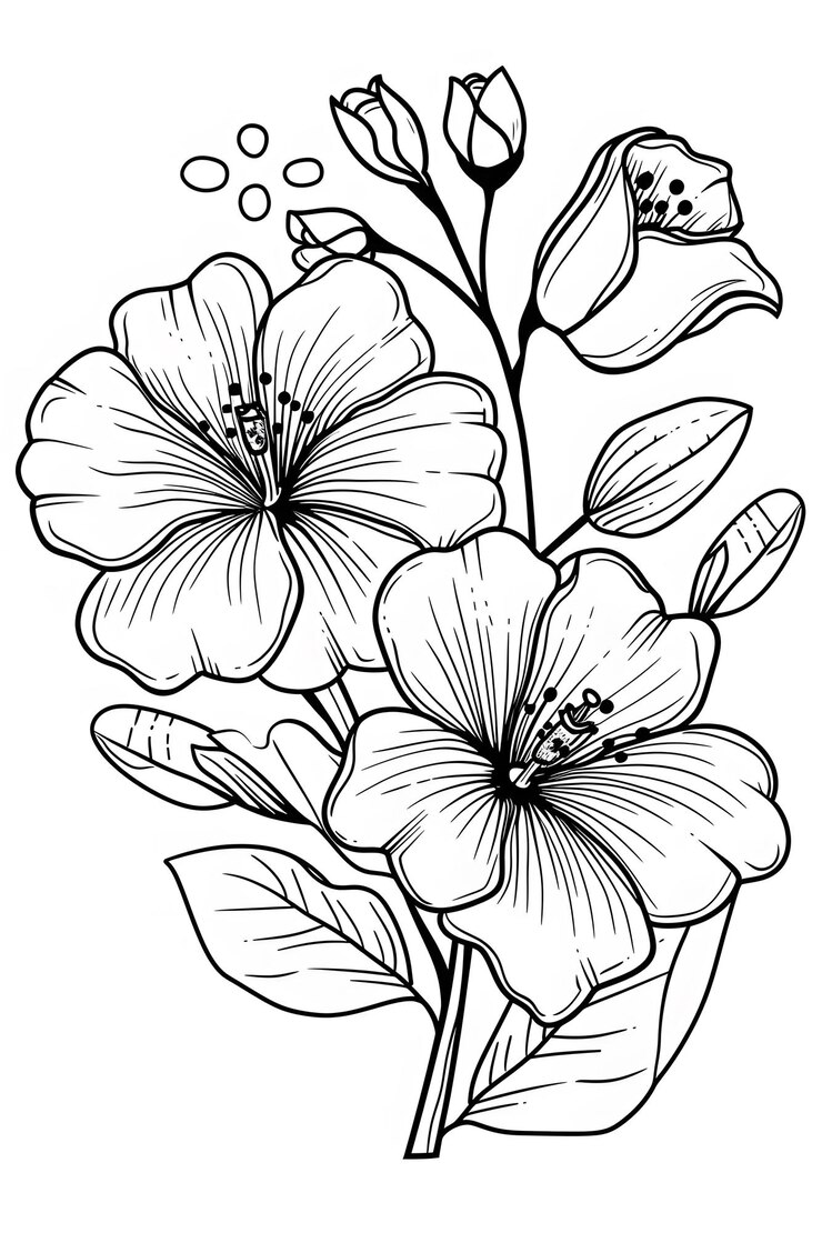 page de coloriage pour enfants fleurs mignons en noir et blanc bbde aaeaf généré illustration