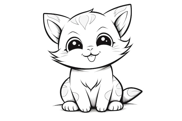 page de coloriage pour les enfants un mignon chaton heureux