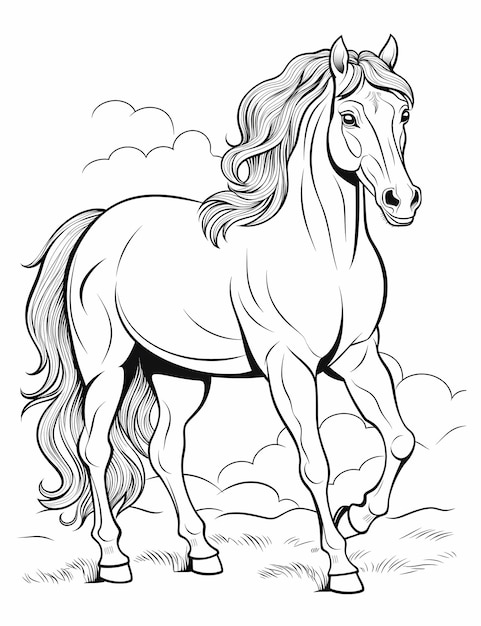 Photo page de coloriage pour enfants rhiannon une figure de chevaux de la mythologie galloise