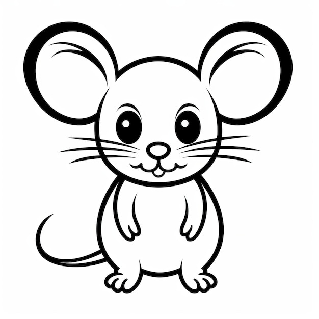 Page de coloriage de souris mignonne Portrait d'animal réaliste avec des lignes audacieuses