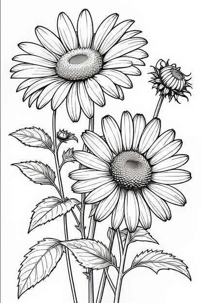 Page de coloriage Le tournesol rayonnant Un paradis floral de créativité joyeuse et de couleurs vives