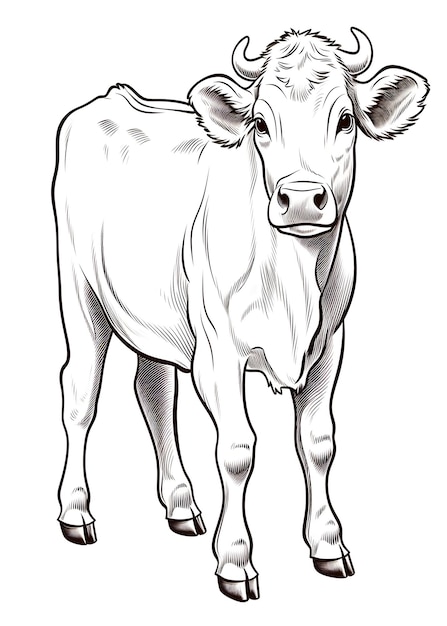 Photo page de coloriage de vaches art de la ligne de vaches page de couleur dessin de contour de vaches pour colorier page de couleur d'animaux page de colorier de vaches livre de colorier ai génératif