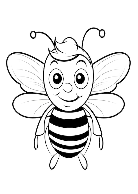 Photo page à colorier abeille honey bee line art page à colorier bee outline illustration pour colorier page animaux à colorier page à coloriage abeille mignonne pages à colorier et livre ai génératif