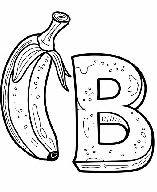 Photo une page à colorier avec une banane et la lettre b générative ai