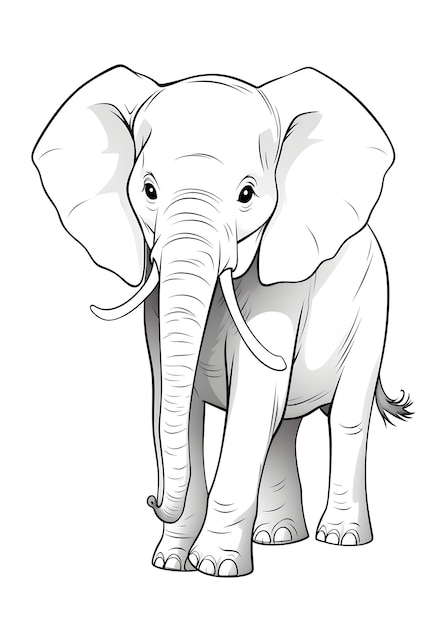 Page à colorier Elephant Elephant Line Art Page à colorer Elephant Outline Drawing pour la page à colorier Animal Coloring Page Elephant Coloring Book AI Génératif