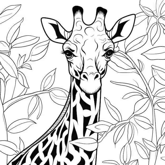 Page à colorier de girafe pour enfants