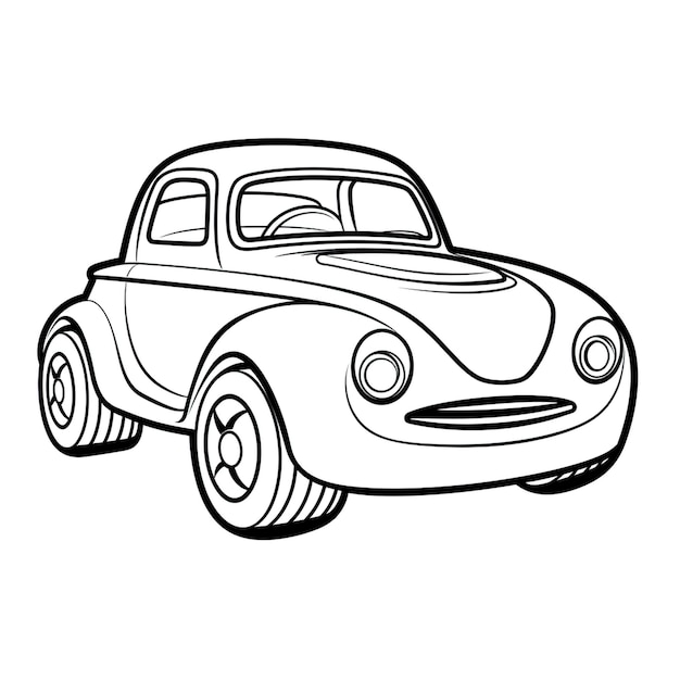 Page à colorier en haute résolution pour enfants avec une jolie voiture de dessin animé