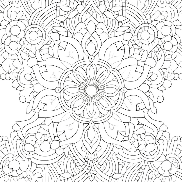 une page à colorier avec un motif de fleur dessus ai générative