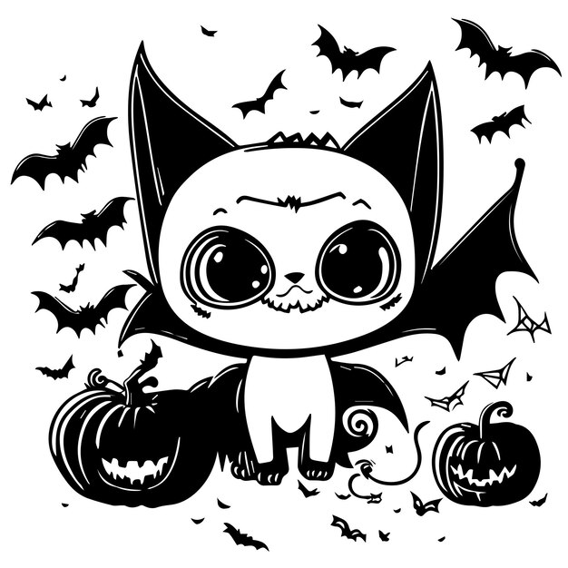 Page à colorier pour les chats d'Halloween