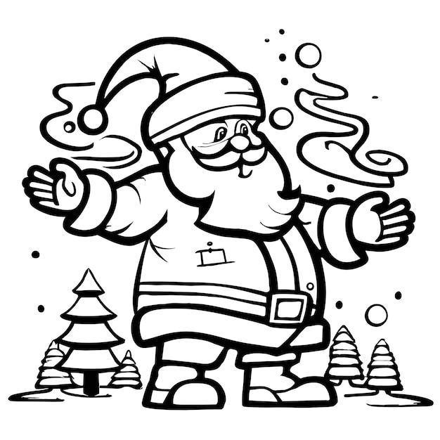 Photo une page à colorier avec santa generative ai