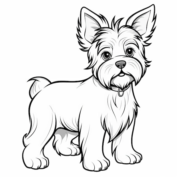 Page à colorier de Yorkshire Terrier mignon Des dessins d'animaux et de personnes de haute qualité