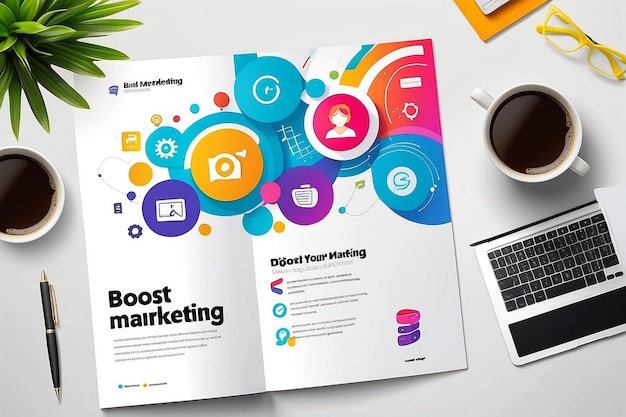 Photo page de couverture de boost votre entreprise à travers le modèle de marketing numérique