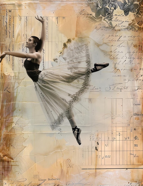 Page de journal d'usure imprimable de style vintage dans le style Ballet Leap
