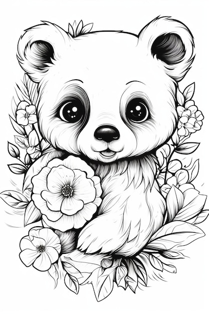 page de livre de coloriage adorable ours