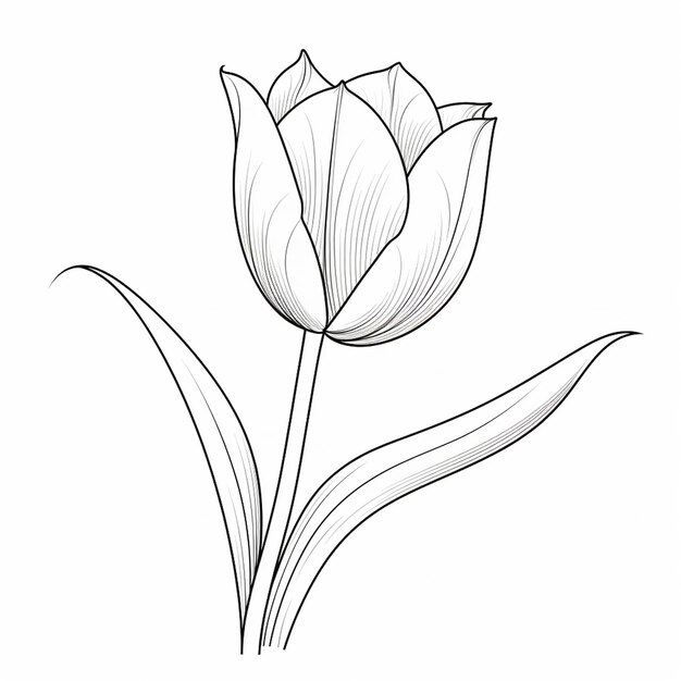 page de livre de coloriage comportant une ligne épaisse simple de tulipe