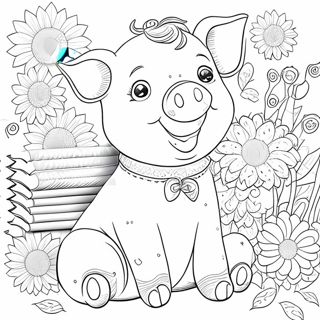 Photo page de livre de coloriage happygolucky piggy pour les enfants