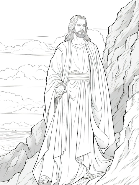 Page de livre de coloriage Jésus