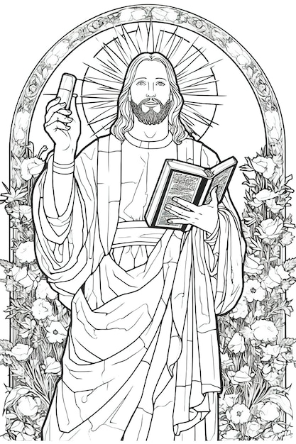 Photo page de livre de coloriage jésus