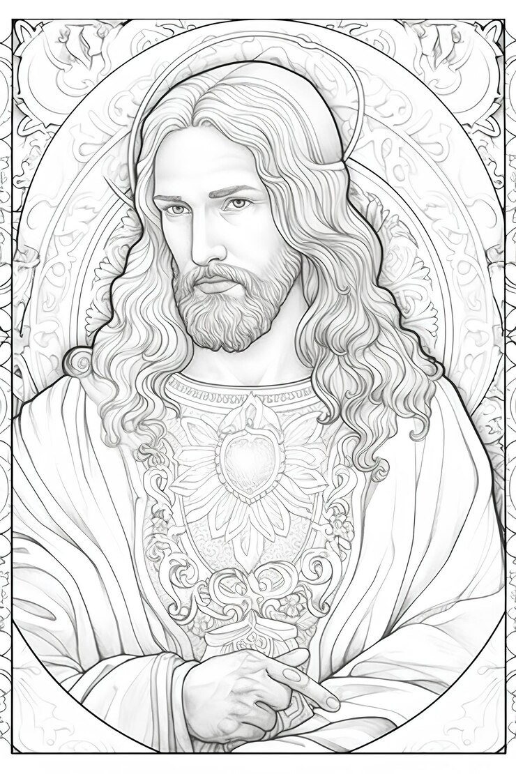 Page de livre de coloriage Jésus