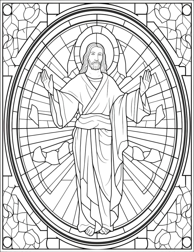 Page de livre de coloriage Jésus