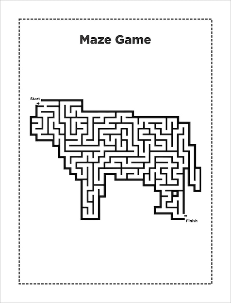 Photo page de puzzle de labyrinthe d'animaux en noir et blanc pour les enfants