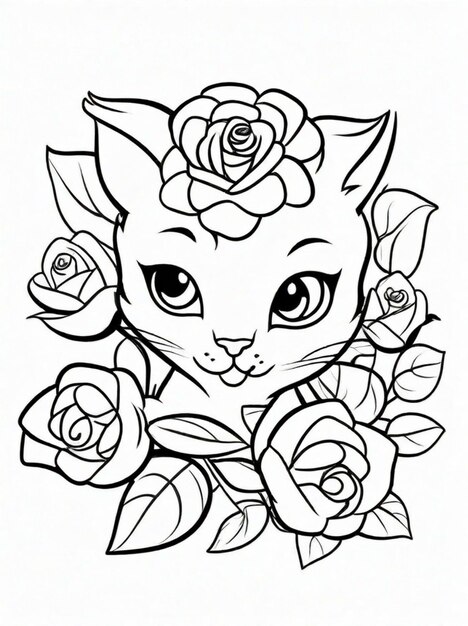 pages de coloration de fleurs de rose de dessin animé